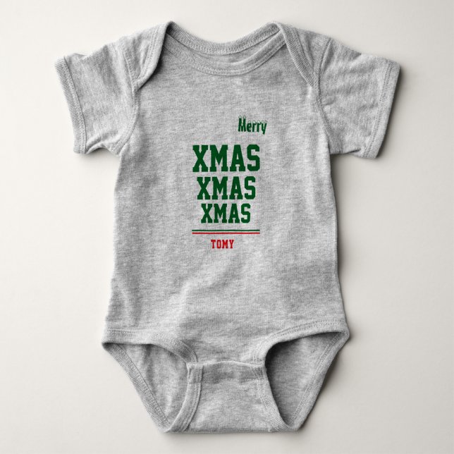 Body Para Bebê Bodysuit de Jersey personalizado de Natal para Beb (Frente)