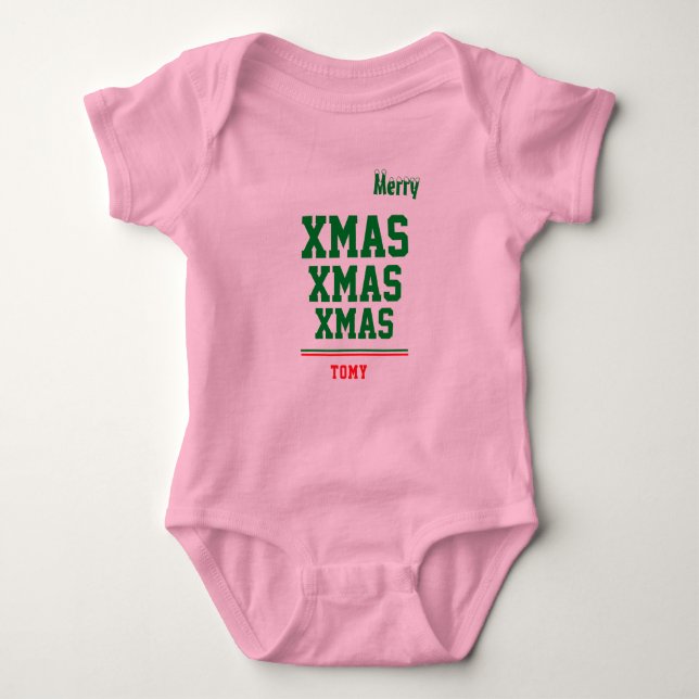 Body Para Bebê Bodysuit de Jersey personalizado de Natal para Beb (Frente)