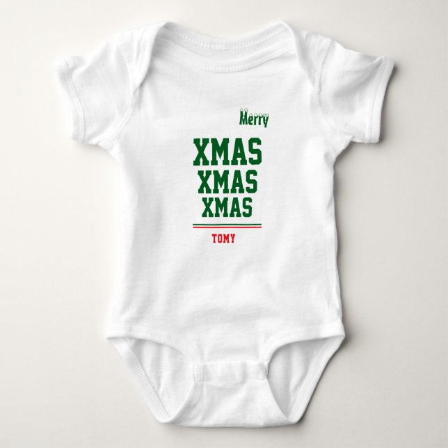 Body Para Bebê Bodysuit de Jersey personalizado de Natal para Beb (Frente)