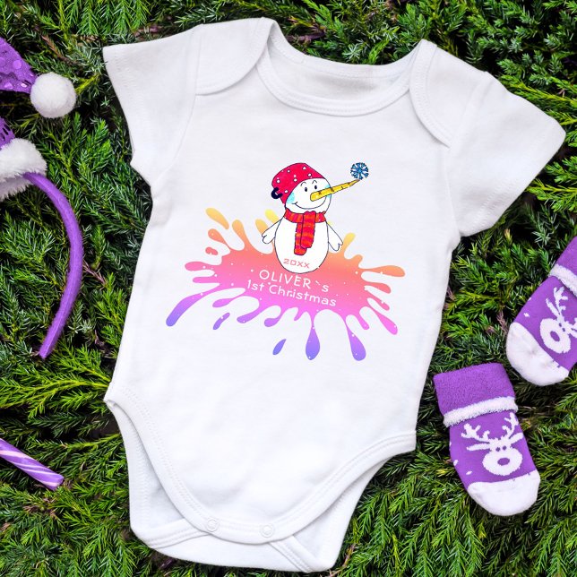Body Para Bebê Bodysuit de Natal de Primeiro Natal do Bebê Boneco (Criador carregado)