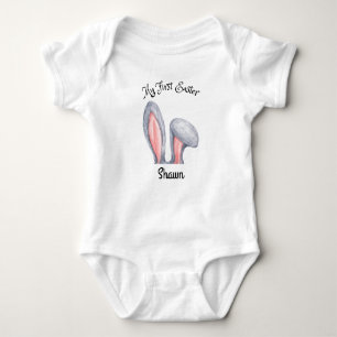 Body Para Bebê Bodysuit de Páscoa do Menino com Orelhas de Coelho