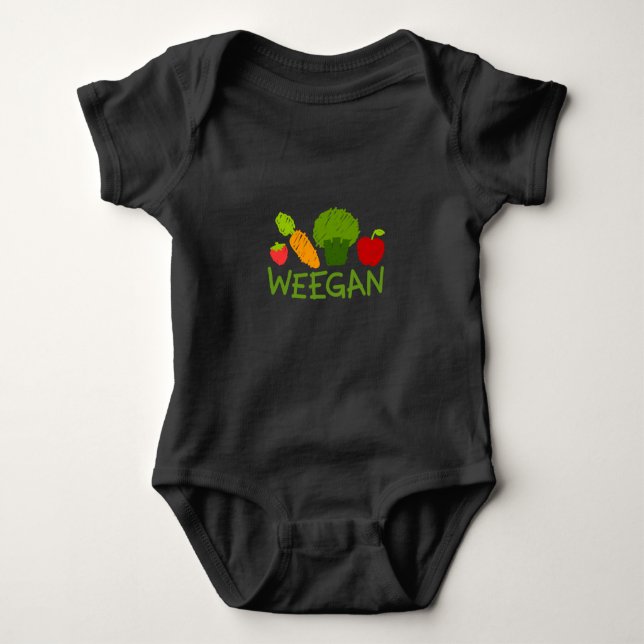 Body Para Bebê Bodysuit de Weegan do bebê - obscuridade (Frente)