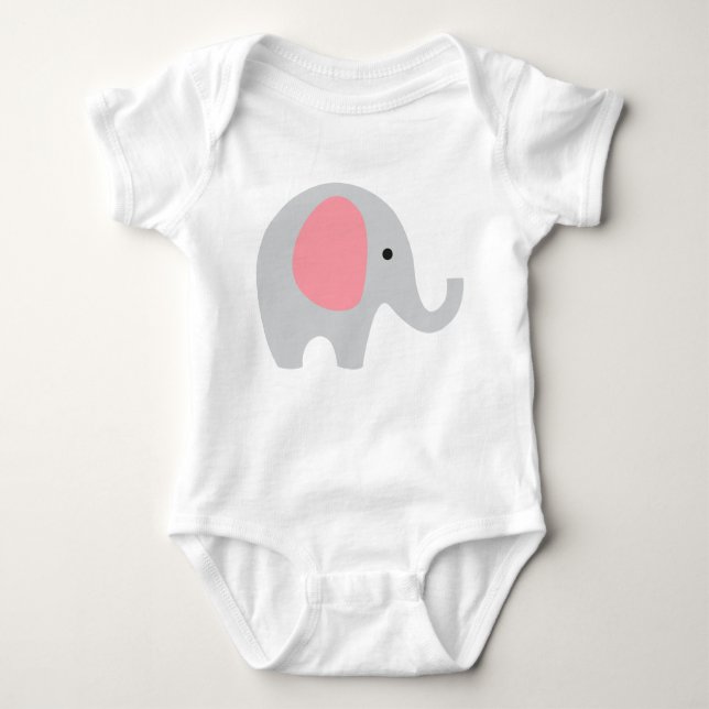 Body Para Bebê Bodysuit do bebê com elefante cinzento e as (Frente)