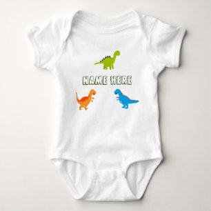 Body Para Bebê Bodysuit do bebê com os dinossauros a personalizar