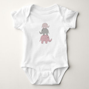 Body Para Bebê Bodysuit do bebê do elefante cor-de-rosa