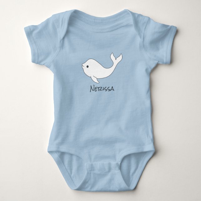 Body Para Bebê Bodysuit do bebê do nome da baleia da beluga (Frente)
