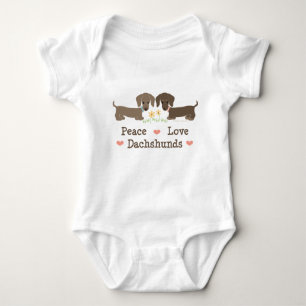 Body Para Bebê Bodysuit do bebê dos Dachshunds do amor da paz
