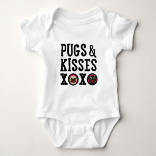 Body Para Bebê Bodysuit do bebê dos Pugs & dos beijos XOXO com