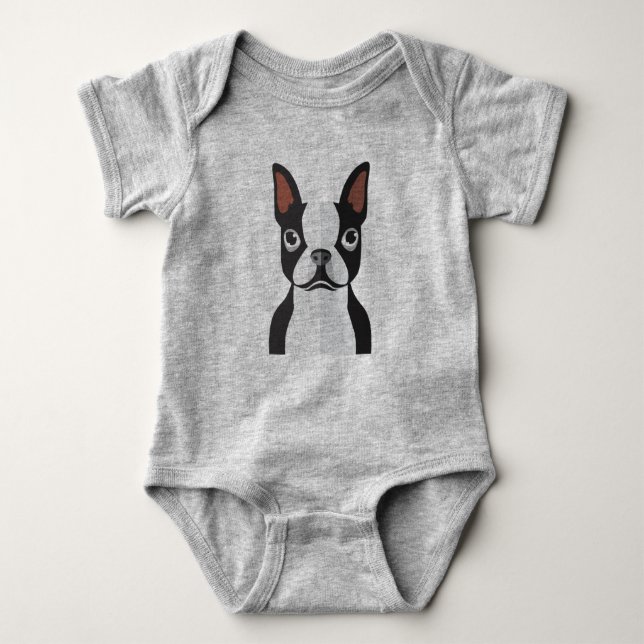 Body Para Bebê Bodysuit do jérsei de Boston Terrier do bebê (Frente)