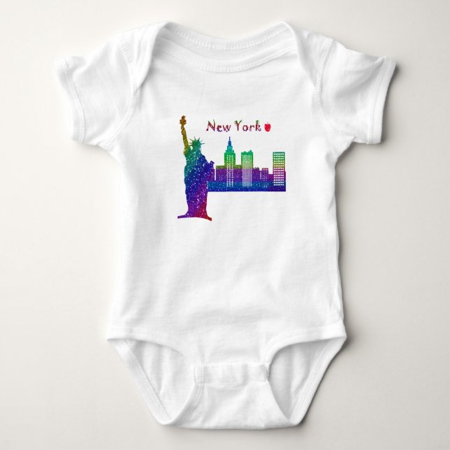Body Para Bebê Bodysuit do jérsei do bebê de New York (Frente)