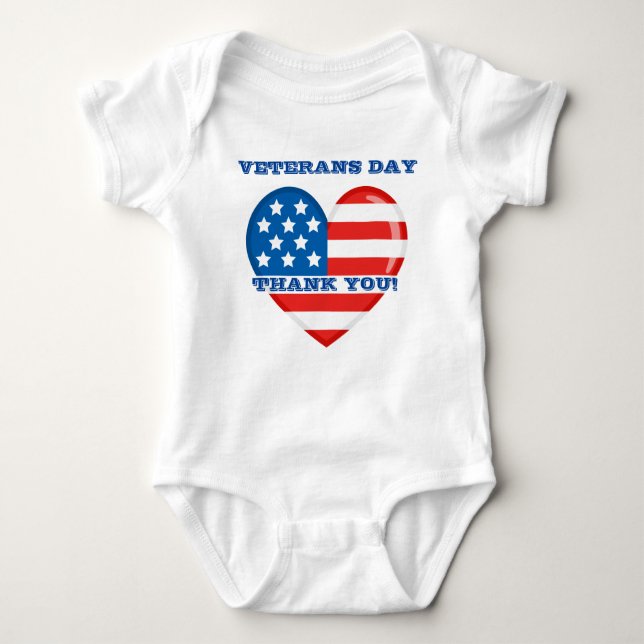 Body Para Bebê Bodysuit do jérsei do bebê do dia de veteranos (Frente)
