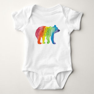 Body Para Bebê Bodysuit do orgulho da família da aguarela do urs