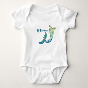 Body Para Bebê Bodysuit do watercolour da cauda do Merman