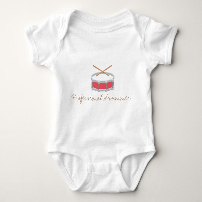 Body Para Bebê Bodysuit engraçado do bebê - baterista (Frente)