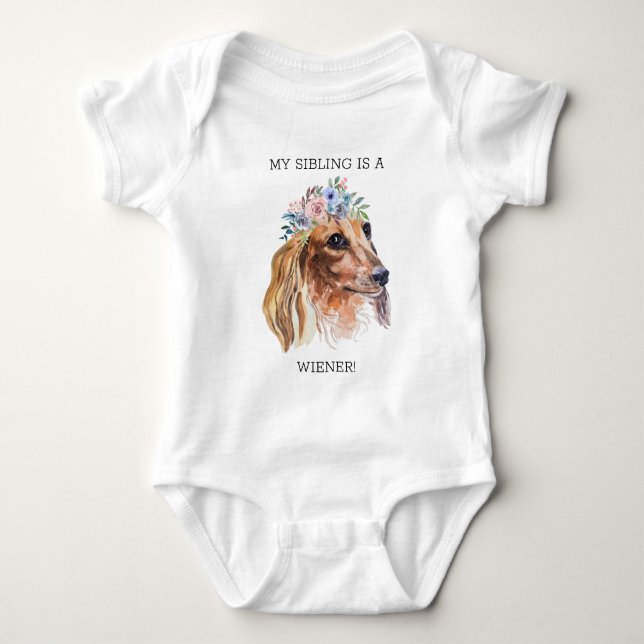 Body Para Bebê Bodysuit Infantil Citação Divertida Aquarela Dachs (Frente)