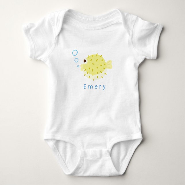 Body Para Bebê Bodysuit Personalizado de Bebê com Nome Peixe-Balã (Frente)