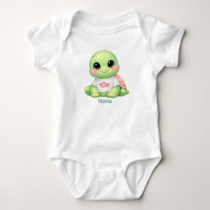Body Para Bebê Bodysuit Personalizado de Tartaruga Marinha Fofa K