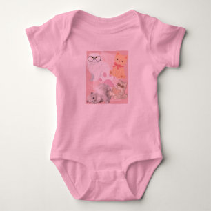 Body Para Bebê Bodysuit Rosa Bebê Kawaii Gato Fofo   Roupa de Beb