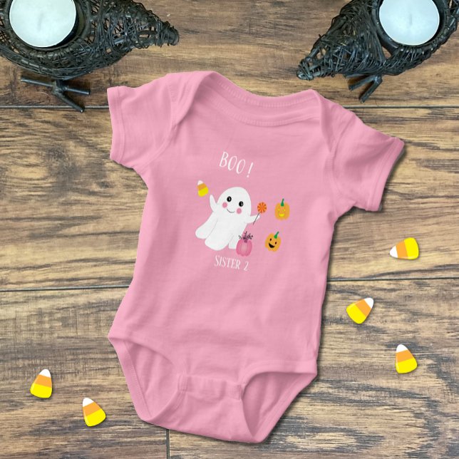 Body Para Bebê Bodysuit Rosa de Bebê Fantasma Fofa Irmã 2 (Criador carregado)
