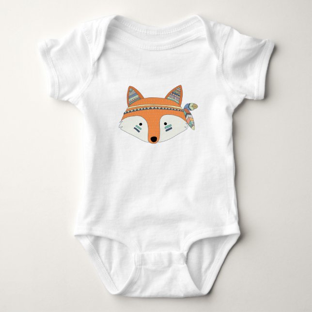 Body Para Bebê Bodysuit tribal do bebê do Fox de Boho (Frente)