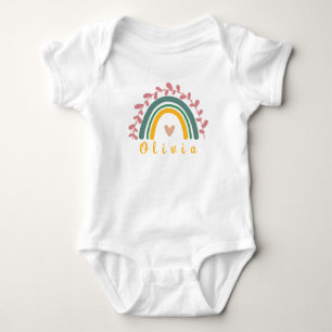 Body Para Bebê Boho Arco-íris Feminino com Nome Personalizado