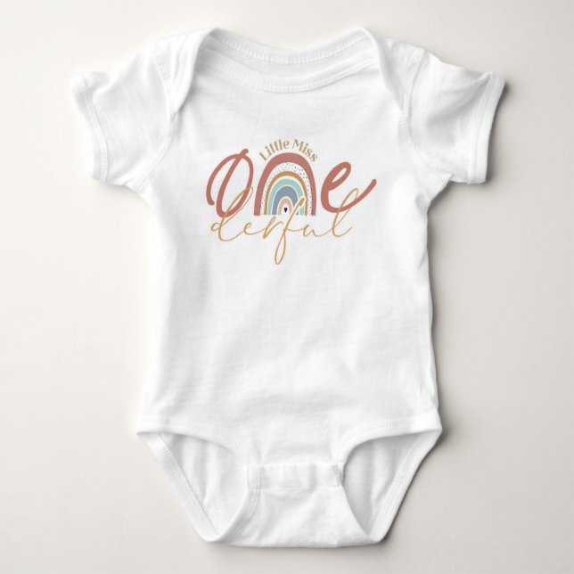 Body Para Bebê Boho Arco-íris - Pequena Menina Onederful (Frente)