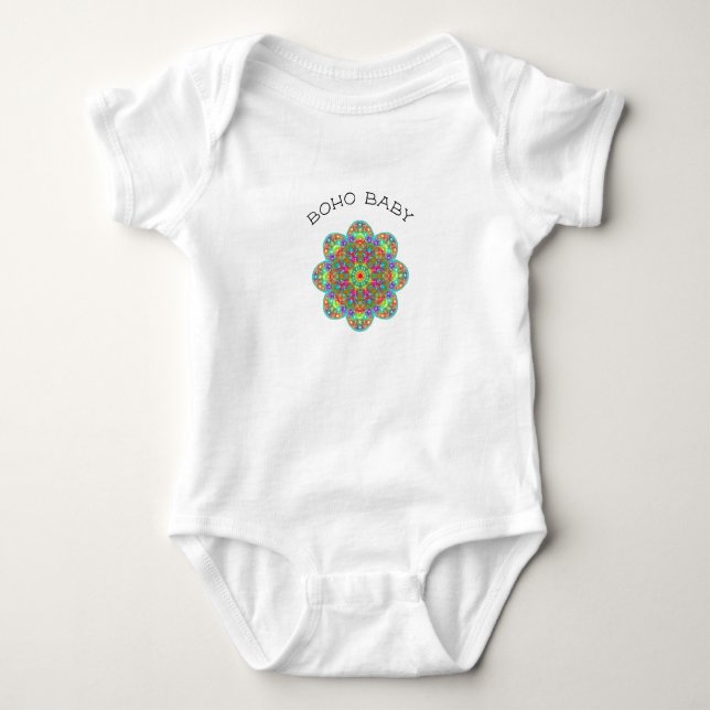 Body Para Bebê Boho Baby Flower Mandala Uma Peça Bodô (Frente)