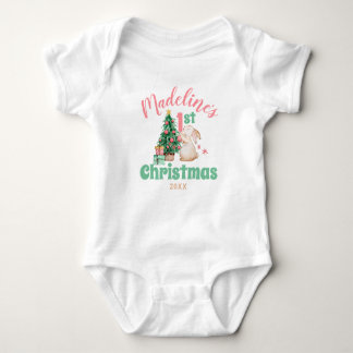 Body Para Bebê Boho Baby Primeiro Natal com Nome Árvore do Coelho