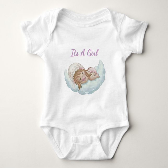 Body Para Bebê Boho floral cloud sleeping baby girl (Frente)