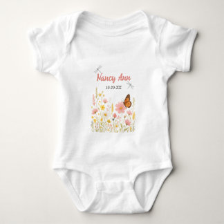 Body Para Bebê Boho Little Wildflower Nome do Bebê