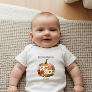 Body Para Bebê Boho Patchwork Abóbora Cristão Recém-Nascido