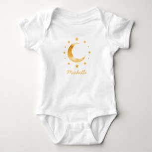 Body Para Bebê Boho Personalizado Aquarela Lua & Estrelas – Fofo