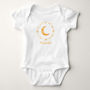 Body Para Bebê Boho Personalizado Aquarela Lua & Estrelas – Fofo