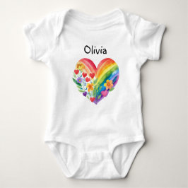 Body Para Bebê Boho Rainbow Heart Personalizado