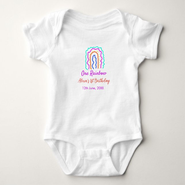 Body Para Bebê Boho Rainbow, um aniversário de crianças brilhante (Frente)