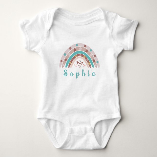 Body Para Bebê Boho Trendy Rainbow com Nome Personalizado (Frente)