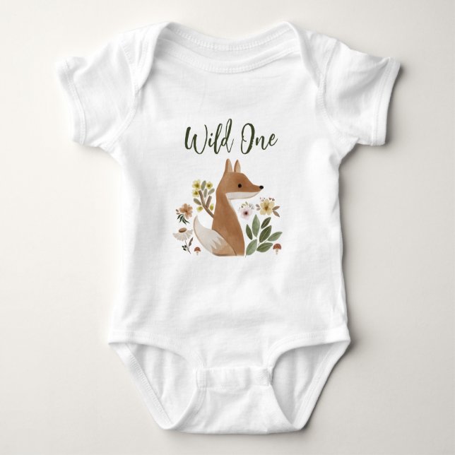 Body Para Bebê Boho Woodland Fox Wild One Baby Bodycase (Frente)