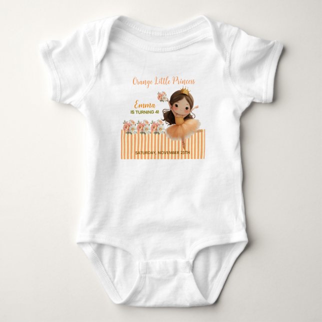 Body Para Bebê Bola Pequena Princesa Laranja (Frente)