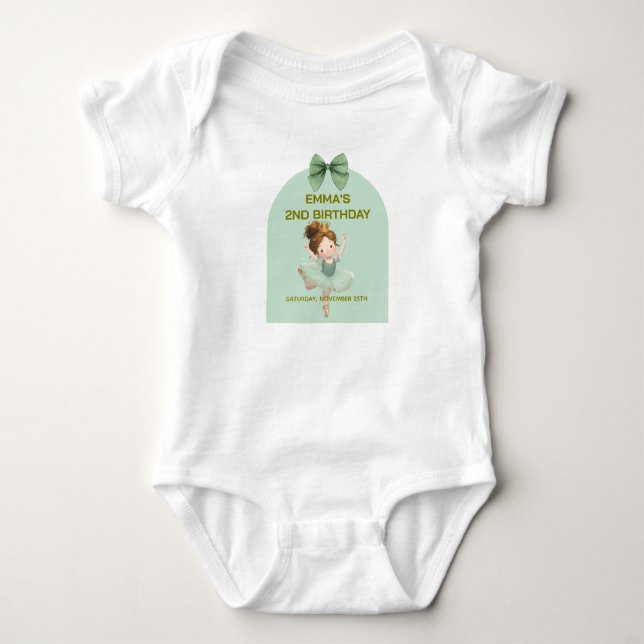 Body Para Bebê Bola Pequena Princesa Verde Menta  (Frente)