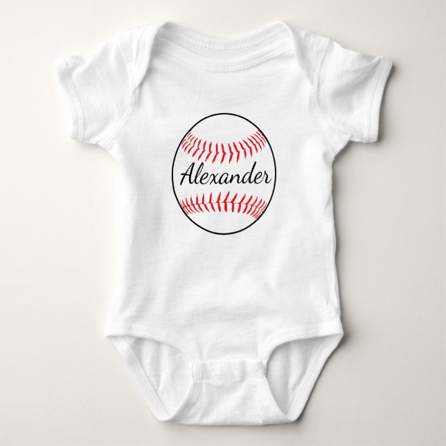 Body Para Bebê Bola Personalizada de Baseball (Frente)