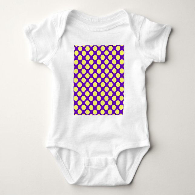 Body Para Bebê Bolinhas Amarelas com Estilhaço de Fundo Roxo (Frente)