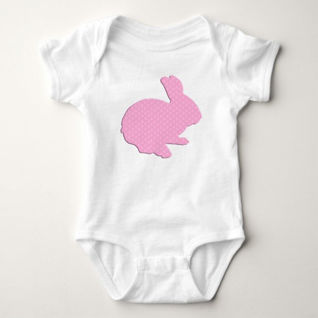 Body Para Bebê Bolinhas rosa Silhouter Páscoa Coelhinha (Frente)