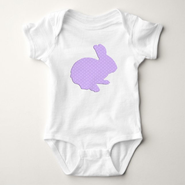 Body Para Bebê Bolinhas roxa Silhouter Coelho da Páscoa (Frente)