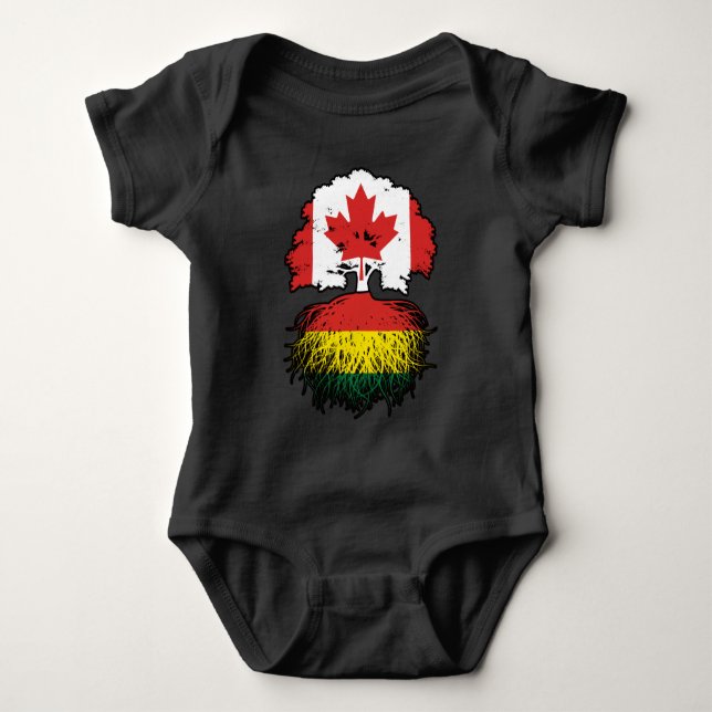 Body Para Bebê Bolívia Bolívia Canadá Árvore canadiana Bandeira (Frente)
