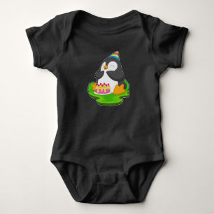 Body Para Bebê Bolo de aniversário de pinguim