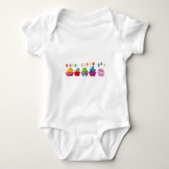 Body Para Bebê Bolos de Aniversário (Frente)