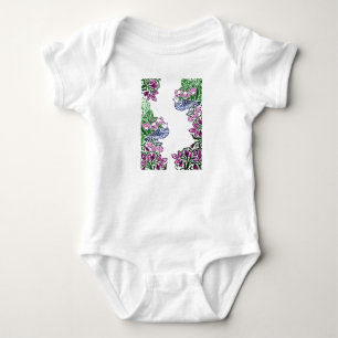 Body Para Bebê Bolotas de Flores de Arte Folclórica