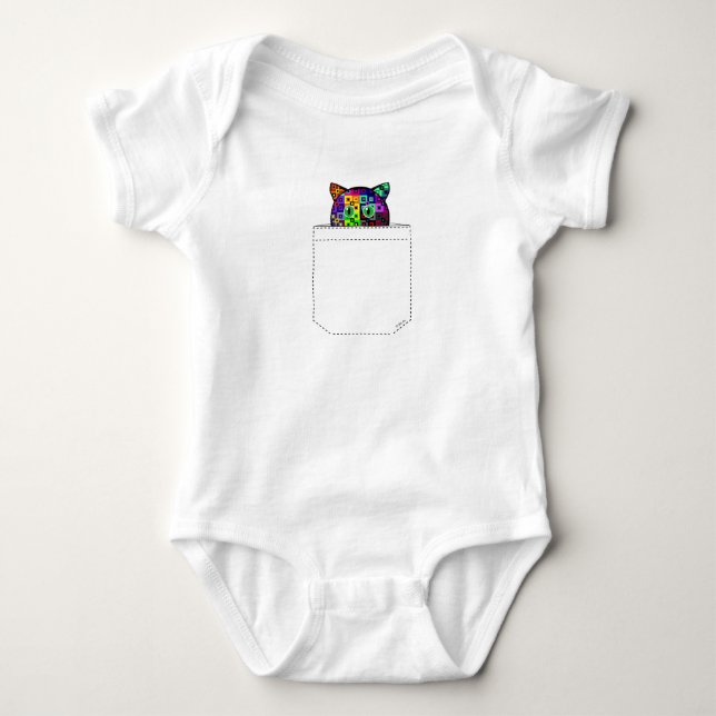 Body Para Bebê Bolso de Gato Louco (Frente)