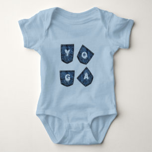 Body Para Bebê Bolsos de Mock Denim - Roupas de Yoga Bebê
