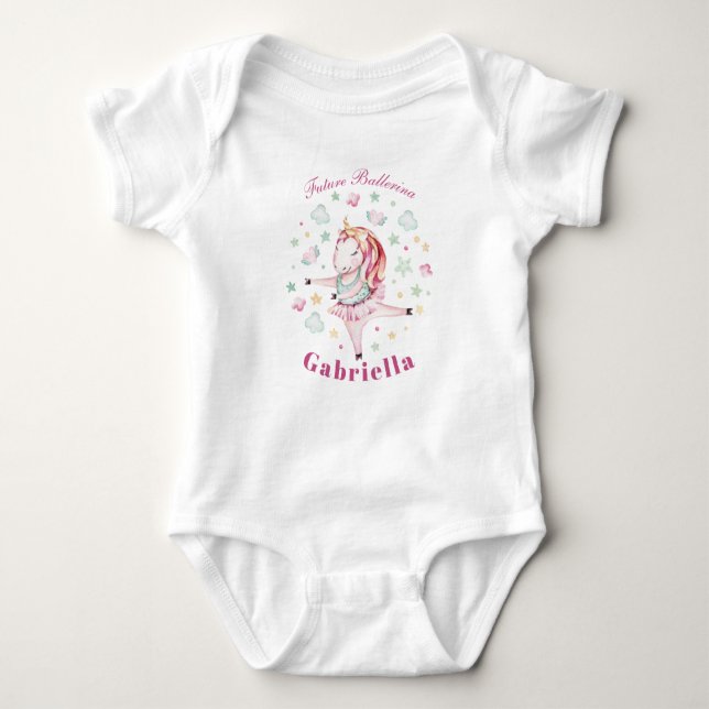 Body Para Bebê Boneca Ballerina Unicorn Personalizada (Frente)